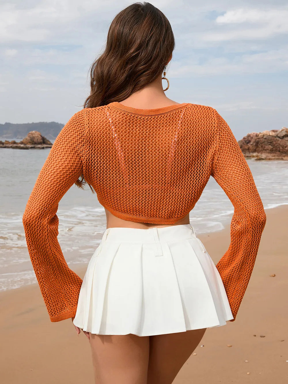 Long sleeved pullover knitted sweater for women short sleeved solid color knitted sweater for women